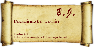 Bucsánszki Jolán névjegykártya