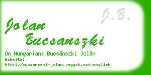 jolan bucsanszki business card